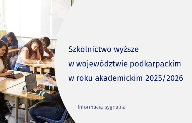 Slajder informacji sygnalnej Szkolnictwo wyższe w województwie podkarpackim w roku akademickim 2025/2026