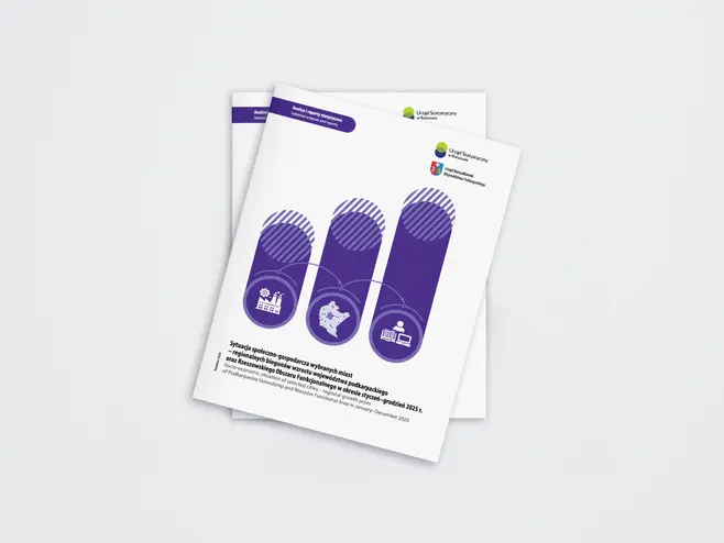 Mockup of the publication Socio-economic situation of selected cities - regional growth poles of Podkarpackie Voivodship and Rzeszów Functional Area