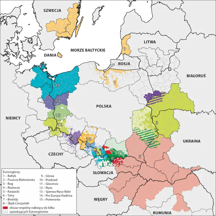 Mapa euroregionow Polski