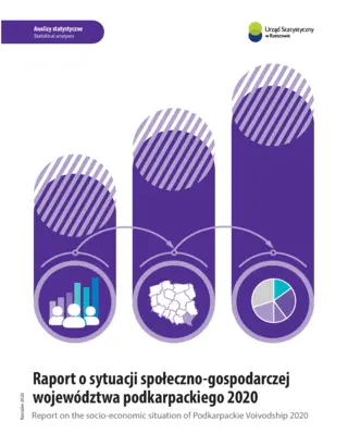 Powiększ obraz: Cover of the publication Report on the socio-economic situation of Podkarpackie Voivodship in 2020 