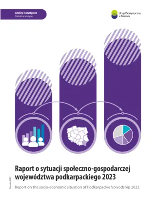 Powiększ obraz: Cover of the publication Report on the socio-economic situation of Podkarpackie Voivodship in 2023